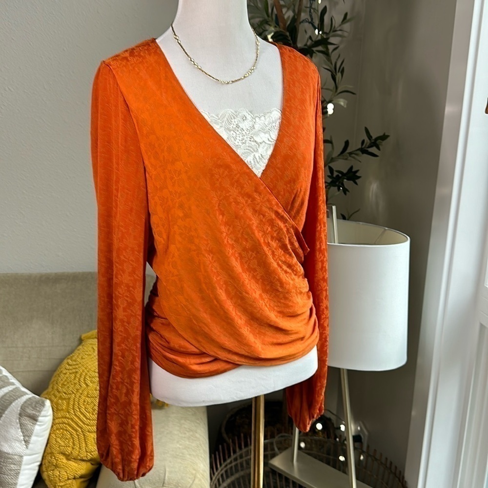 Anthropologie balloon sleeve wrap style poets blouse SZ XS-S